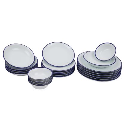 Набір посуду 24 шт. білий/синій/фарфор