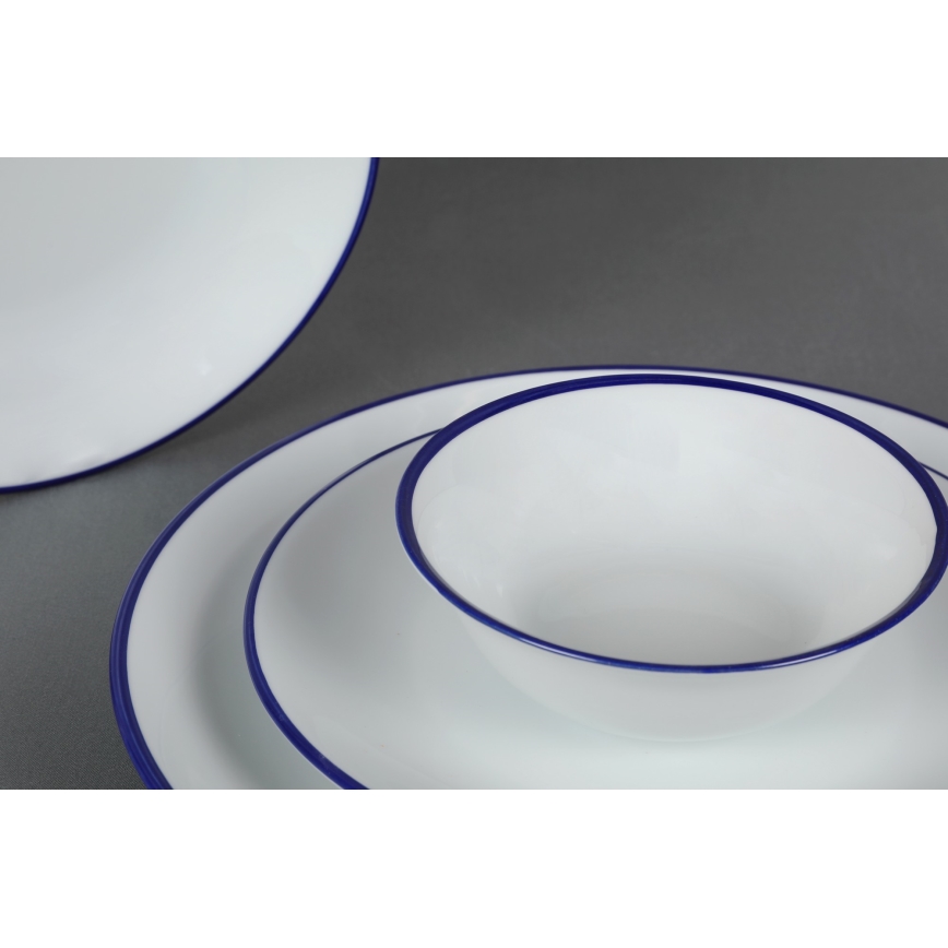 Набір посуду 24 шт. білий/синій/фарфор