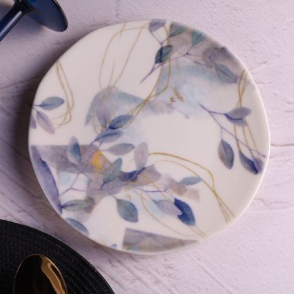 Набір столового посуду, 24 шт., білий/синій, порцеляна