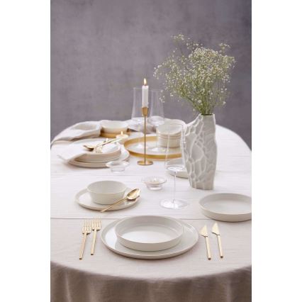 Набір столового посуду 24 шт. — білий із золотими акцентами, порцеляна