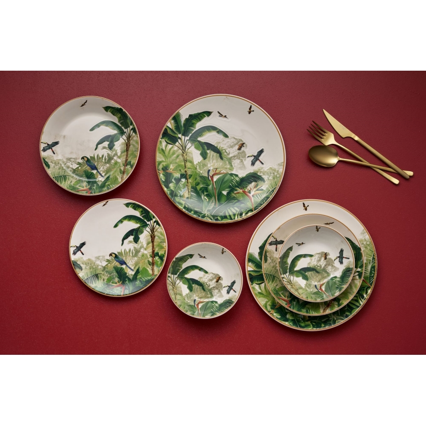 Набір столового посуду з 24 предметів — різнокольоровий, керамічний