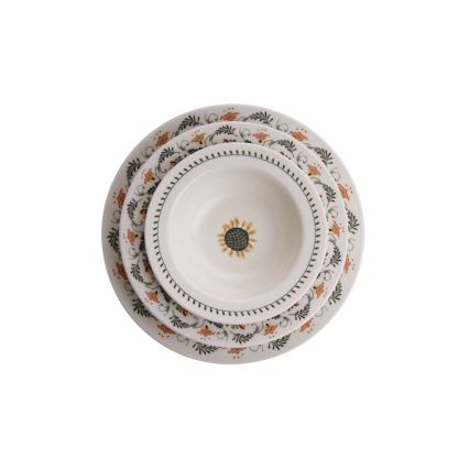 Набір столового посуду — 24 предмети, яскраві кольори, фарфор