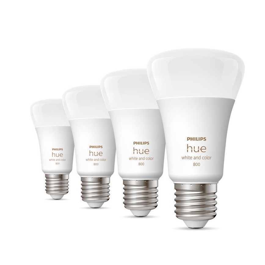 НАБІР - Світлодіодна RGBW стрічка з регулюванням яскравості Philips Hue WHITE AND COLOR AMBIANCE 2 м LED/20W/230V + 4x Лампочка з регулюванням яскравості Philips A60 E27/6,5W/230V 2000-6500K