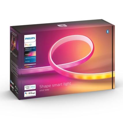 НАБІР - Світлодіодна RGBW стрічка з регулюванням яскравості Philips Hue WHITE AND COLOR AMBIANCE 2 м LED/20W/230V + 4x Лампочка з регулюванням яскравості Philips A60 E27/6,5W/230V 2000-6500K