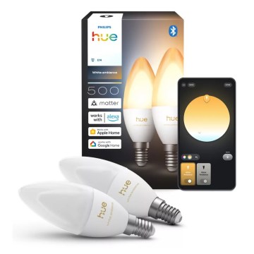 Набір з 2 LED-ламп з регульованою яскравістю Philips Hue WHITE AMBIANCE B39 E14/3,7W/230V 1000-20000K