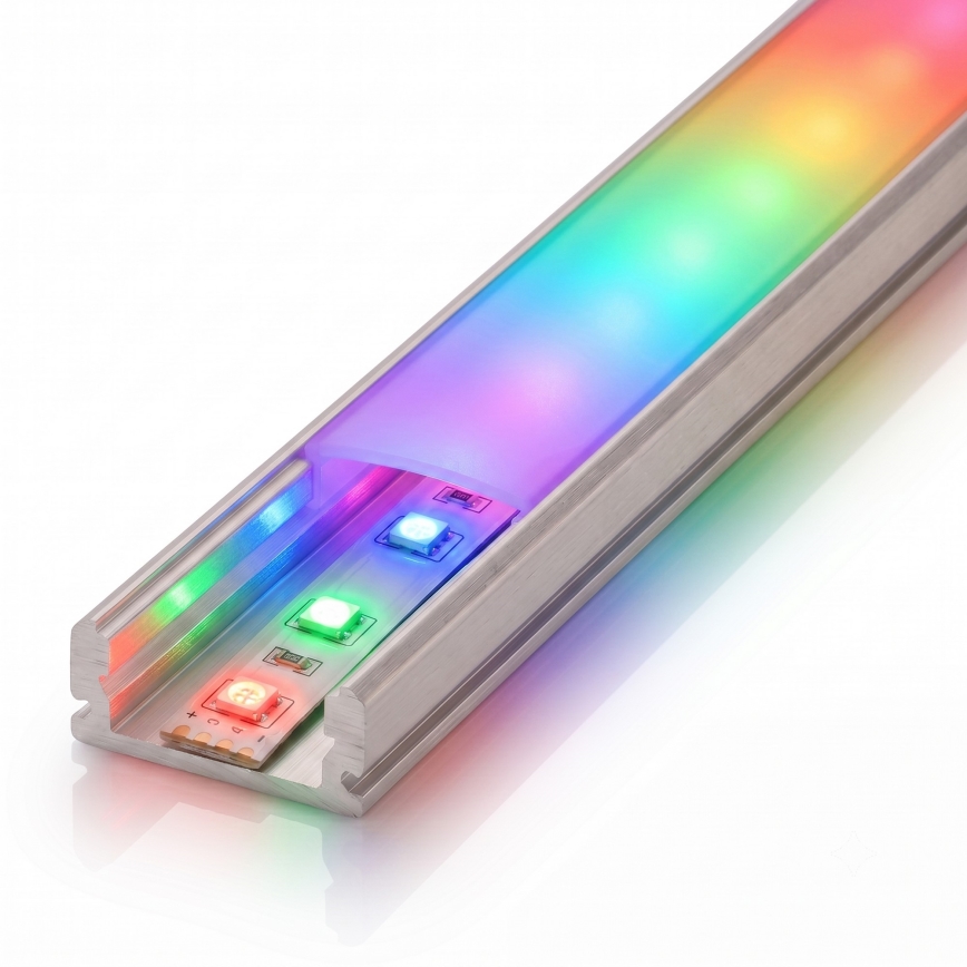 Комплект: 1x диммируемая RGBW LED-лента DIGITAL LED (16,5 Вт/230 В), 5 м + 5 встраиваемых профилей по 1 м, серебристый/белый + пульт дистанционного управления