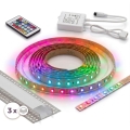 Набор 1x диммируемая RGBW LED-лента DIGITAL LED/9,6W/230V 3 m + 3x встраиваемый профиль 1 m серебристый/белый + пульт дистанционного управления