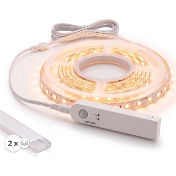 НАБОР: 1× светодиодная лента FLEX с датчиком движения LED/3,6W/4xAA, 2 м + 2× встраиваемый профиль 1 м, серебристый/белый