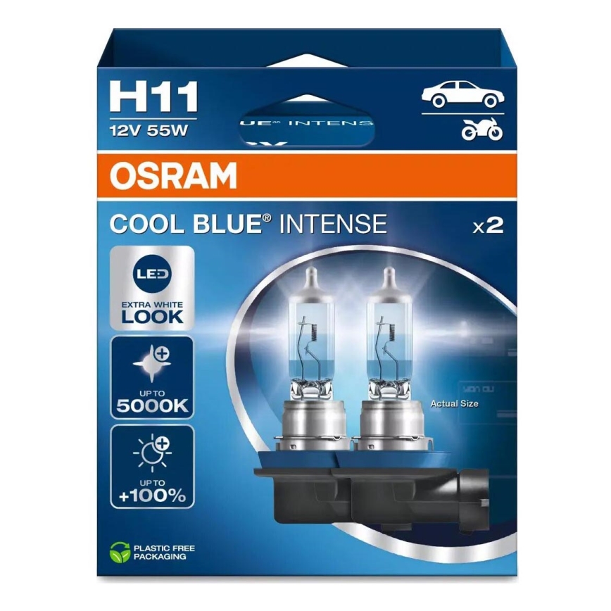 НАБОР 2x Автомобильная лампа COOL BLUE H11 PGJ19-2/55W/12V 5000K - Osram