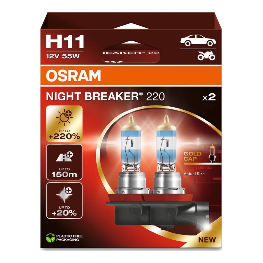 НАБОР 2x Автомобильная лампа NIGHT BREAKER H11 PGJ19-2/55W/12V - Osram