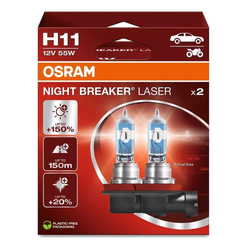 НАБОР 2x Автомобильная лампа NIGHT BREAKER H11 PGJ19-2/55W/12V - Osram