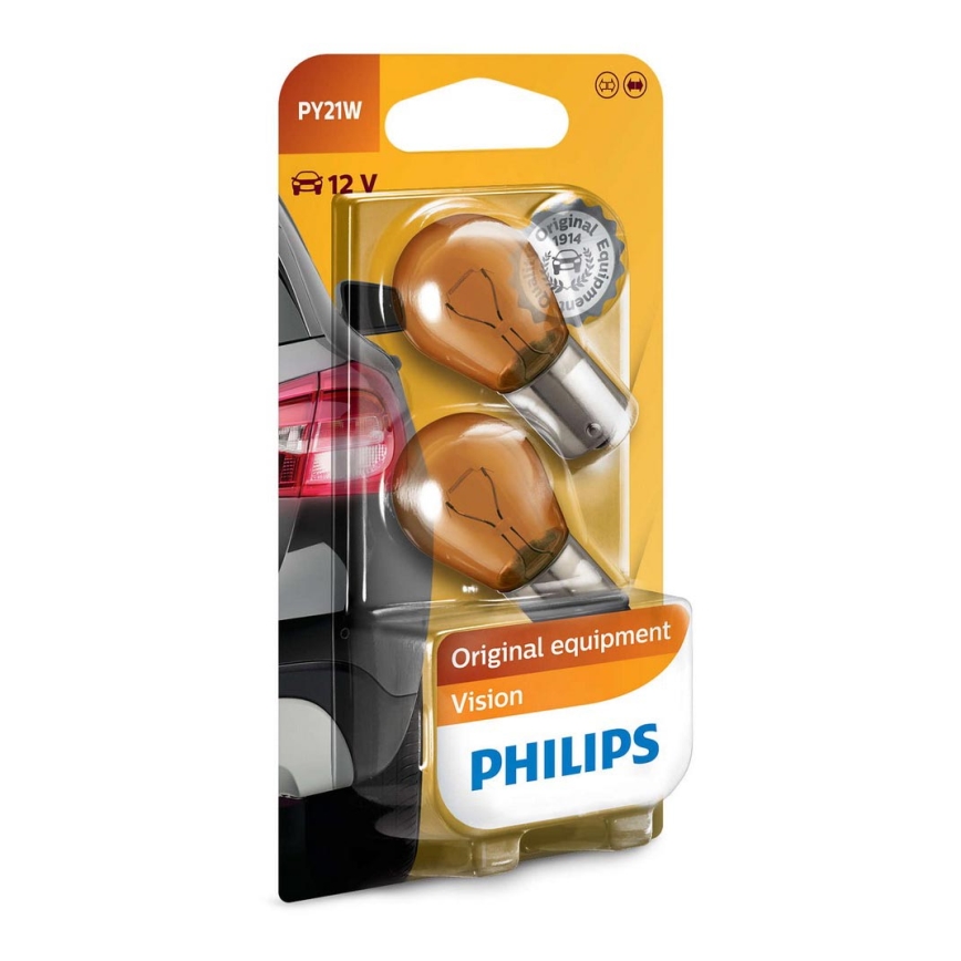 НАБОР 2x Автомобильная лампа Philips VISION 12496NAB2 PY21W BAU15s/21W/12V