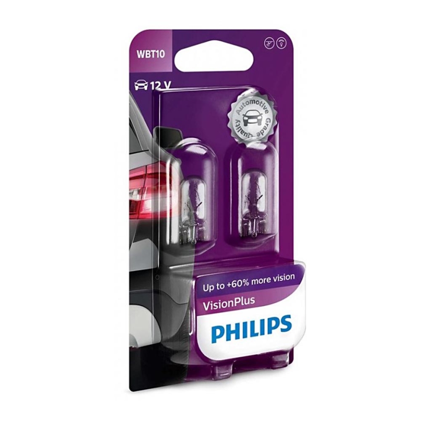 НАБОР 2x Автомобильная лампа Philips VISION PLUS WB T10 W2,1x9,5D/6W/12V