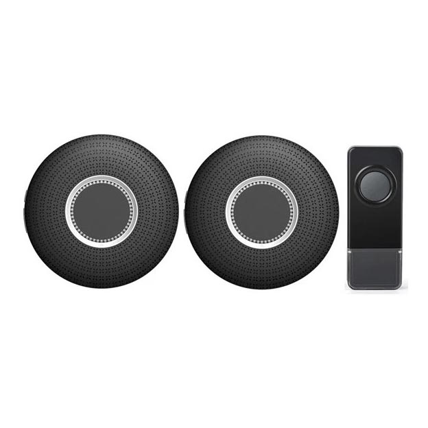 НАБОР 2x Беспроводной дверной звонок в розетку 230V 1xA23 IP55 черный