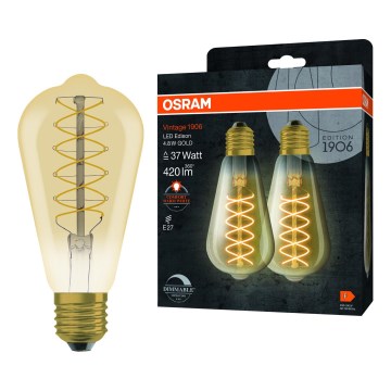 Набор: 2x диммируемые светодиодные лампы VINTAGE FILAMENT E27/4,8W/230V 2200K - Osram