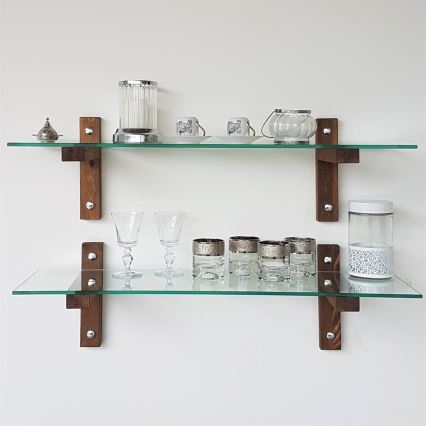 НАБОР 2x Настенная полка 25x85 см сосна/прозрачный