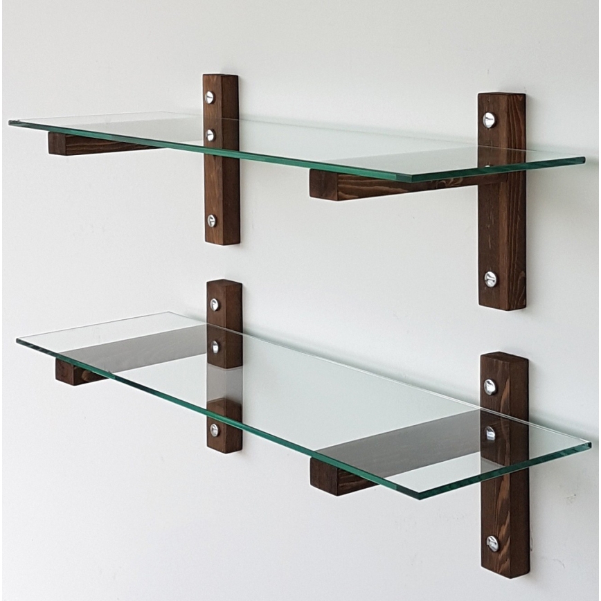 НАБОР 2x Настенная полка 25x85 см сосна/прозрачный