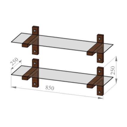 НАБОР 2x Настенная полка 25x85 см сосна/прозрачный