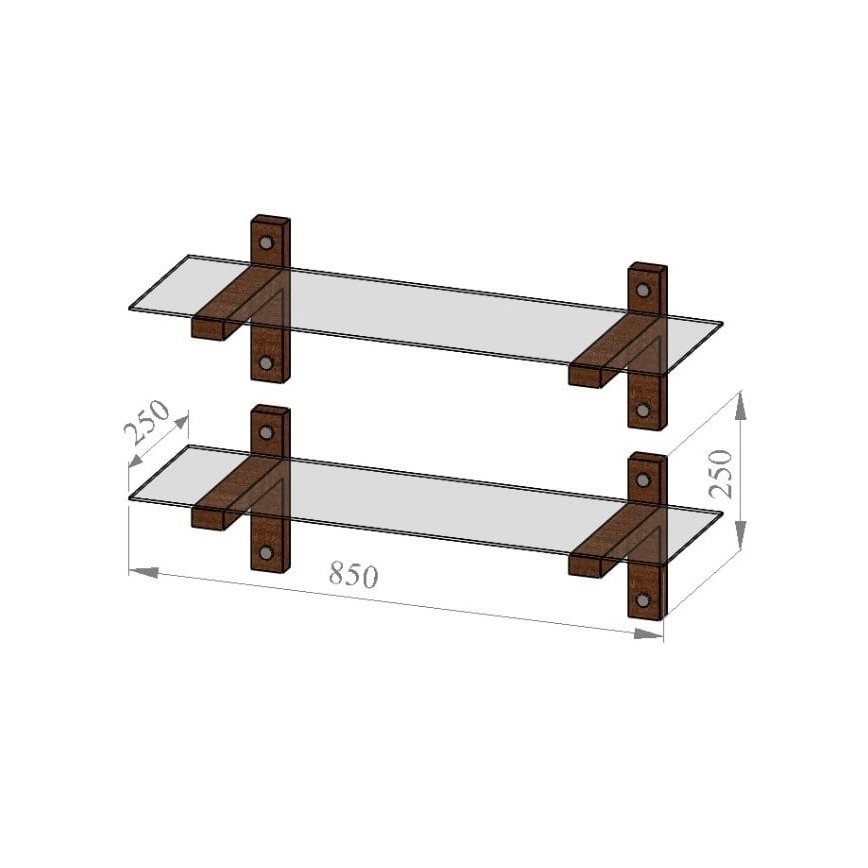 НАБОР 2x Настенная полка 25x85 см сосна/прозрачный