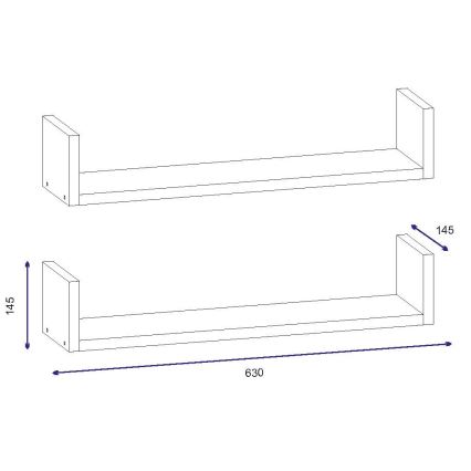 НАБОР 2x Настенная полка IRIS 14,5x63 см белая