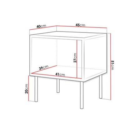 НАБОР 2x Прикроватная тумба CORTINA 51x45 см черный/орех вармия
