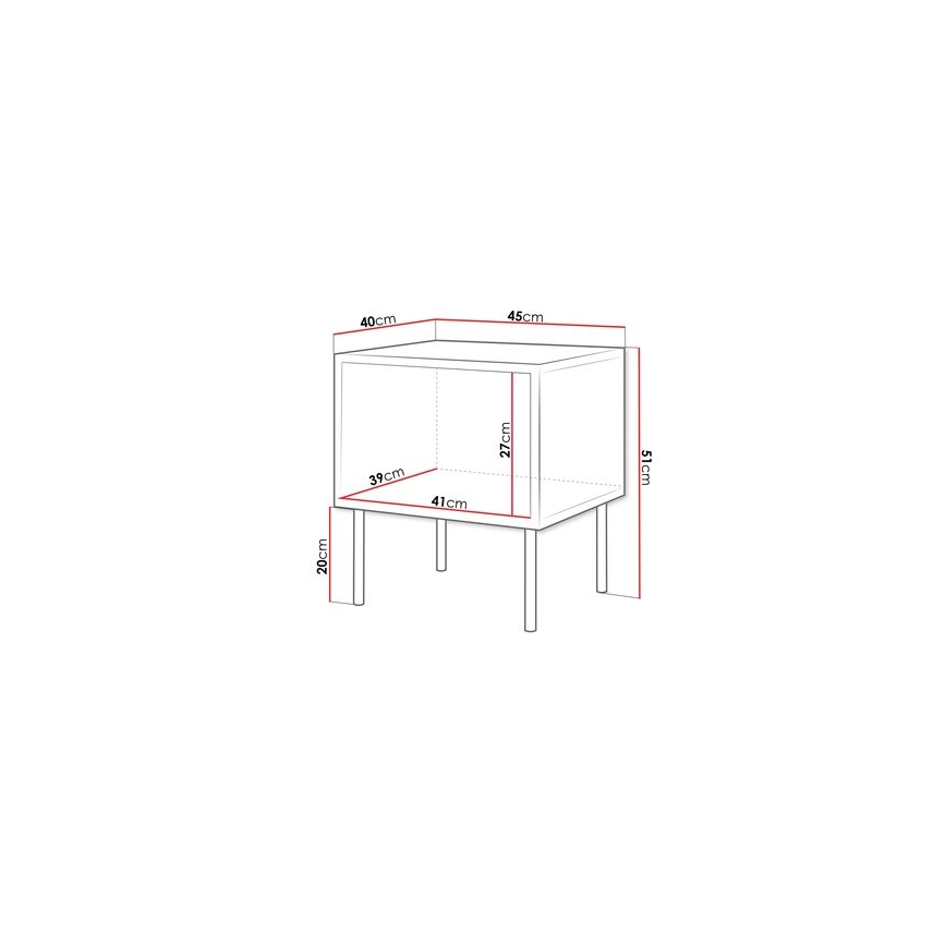 НАБОР 2x Прикроватная тумба CORTINA 51x45 см черный/орех вармия