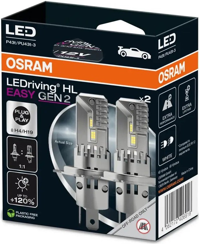 НАБОР 2x Светодиодная автомобильная лампа LEDriving H4/H19 P43t/PU43T-3/25W/12V 6500K - Osram