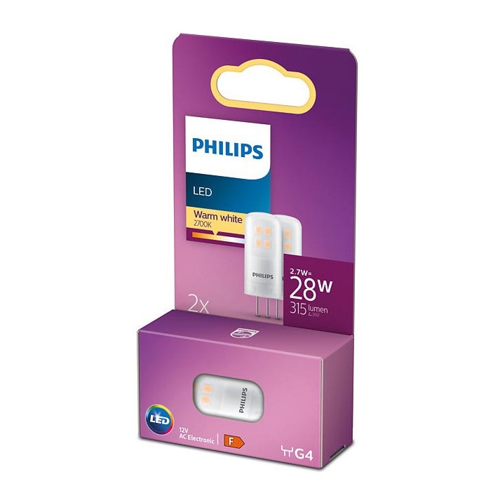 НАБОР 2x Светодиодная лампа Philips G4/2,7W/12V 2700K