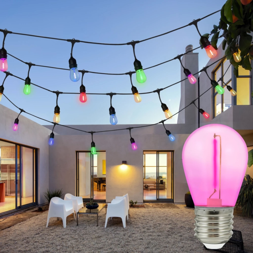 НАБОР 2x Светодиодная лампочка PARTY E27/0,3W/36V фиолетовый