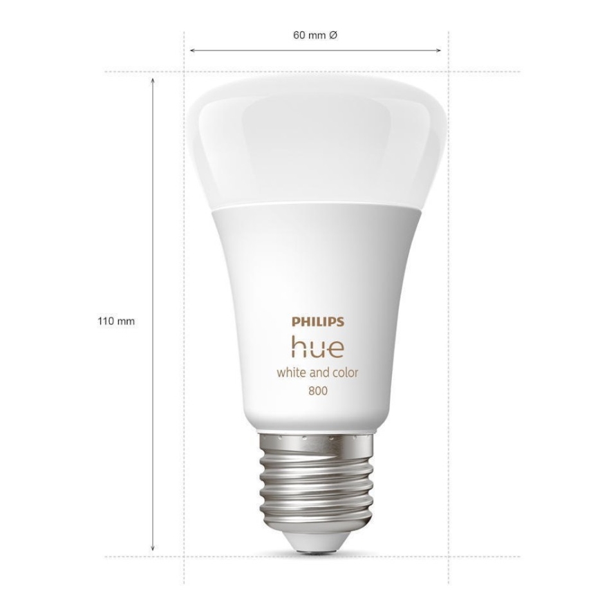 НАБОР 2x Светодиодная лампочка с регулированием яркости Philips Hue White And Color Ambiance A60 E27/6,5W/230V 2000-6500K
