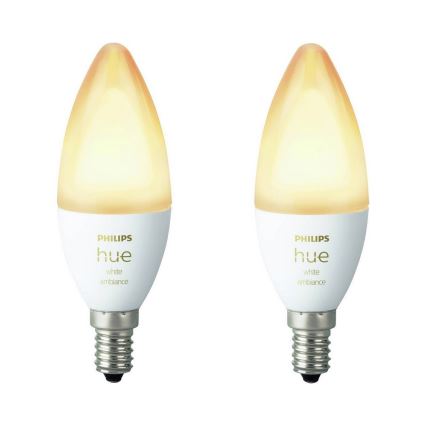 НАБОР 2x Светодиодная лампочка с регулированием яркости Philips Hue WHITE AMBIANCE B39 E14/4W/230V 2200K - 6500K