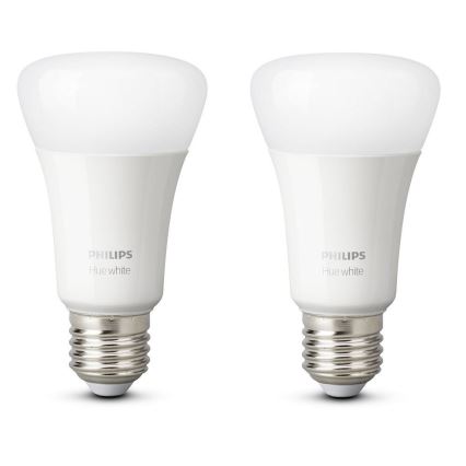 НАБОР 2x Светодиодная лампочка с регулированием яркости Philips Hue WHITE E27/9W/230V 2700K
