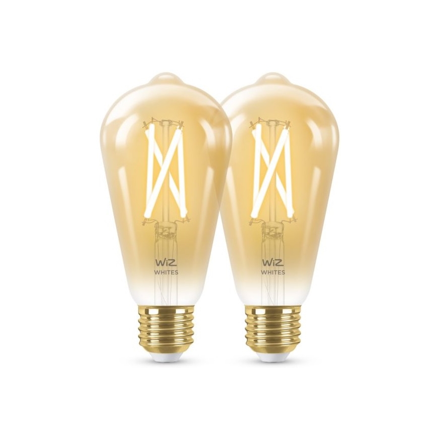 НАБОР 2x Светодиодная лампочка с регулированием яркости VINTAGE FILAMENT ST64 E27/6,7W/230V 2000-5000K Wi-Fi - WiZ