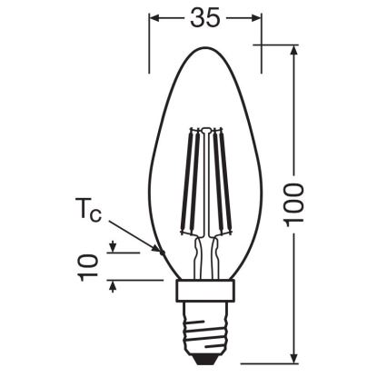 НАБОР 2x Светодиодная лампочка FILAMENT B35 E14/4W/230V 4000K - Osram