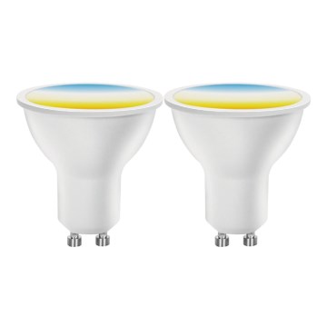 НАБОР 2x Светодиодная лампочка с регулированием яркости MESH Smart GU10/6,5W/230V 2700-6500K + дистанционное управление - Aigostar