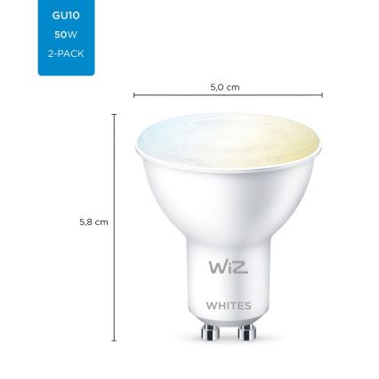 НАБОР 2x Светодиодная лампочка с регулированием яркости PAR16 GU10/4,7W/230V 2700-6500K CRI 90 Wi-Fi - WiZ