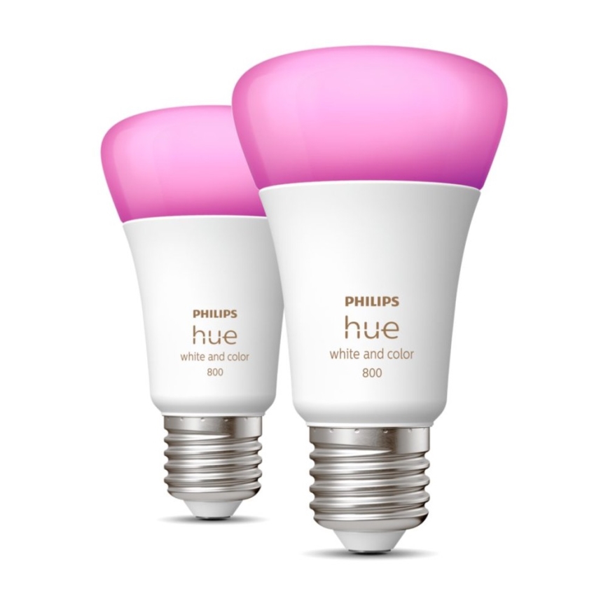 НАБОР 2x Светодиодная лампочка с регулированием яркости Philips Hue White And Color Ambiance A60 E27/6,5W/230V 2000-6500K