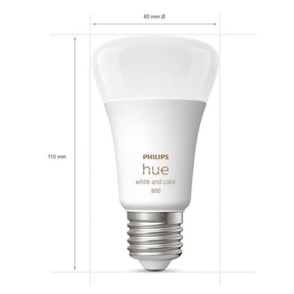 НАБОР 2x Светодиодная лампочка с регулированием яркости Philips Hue White And Color Ambiance A60 E27/6,5W/230V 2000-6500K