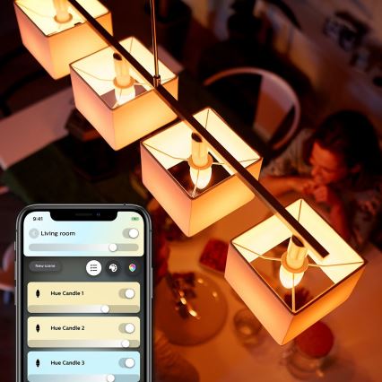 НАБОР 2x Светодиодная лампочка с регулированием яркости Philips Hue WHITE AMBIANCE B39 E14/4W/230V 2200K - 6500K