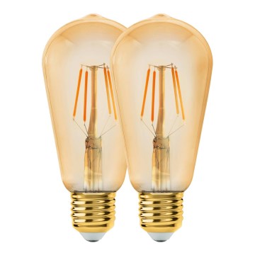 НАБОР 2x Светодиодная лампочка VINTAGE ST64 E27/6W/230V 2200K - Eglo 11783