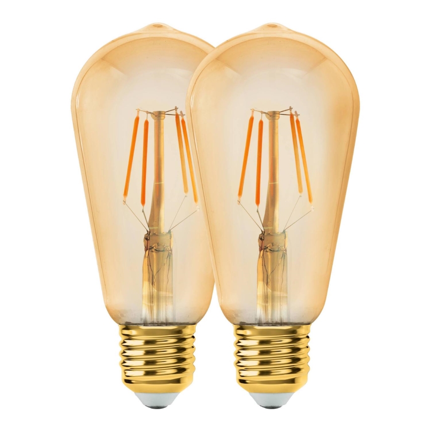 НАБОР 2x Светодиодная лампочка VINTAGE ST64 E27/6W/230V 2200K - Eglo 11783