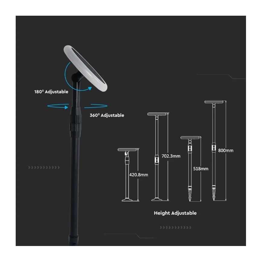 НАБОР 2x Светодиодная регулируемая лампа на солнечной батарее GARDEN LED/3W/5V 42-80 см 4000K IP65