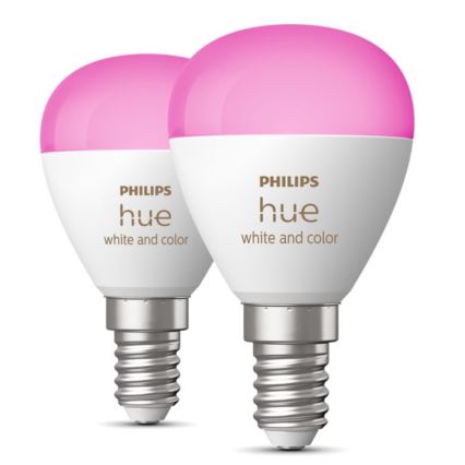 НАБОР 2x Светодиодная RGBW-лампочка с регулированием яркости Philips Hue White And Color Ambiance P45 E14/5,1W/230V 2000-6500K