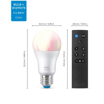 НАБОР 2x Светодиодная RGBW-лампочка с регулированием яркости A60 E27/8,5W/230V 2200-6500K Wi-Fi+RC - WiZ