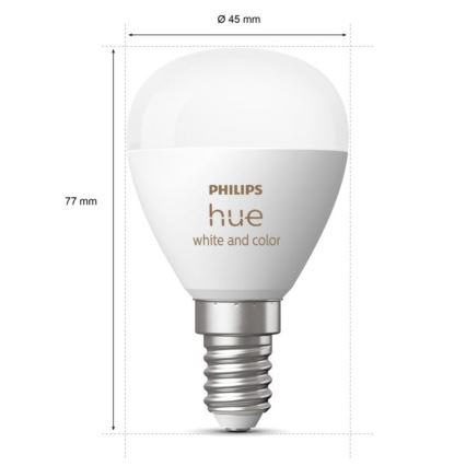 НАБОР 2x Светодиодная RGBW-лампочка с регулированием яркости Philips Hue White And Color Ambiance P45 E14/5,1W/230V 2000-6500K