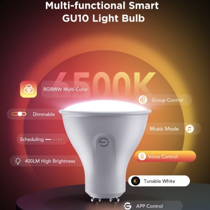 НАБОР 2x Светодиодная RGBWW-лампочка с регулированием яркости GU10/4,8W/230V 2700-6500K Wi-Fi - Govee