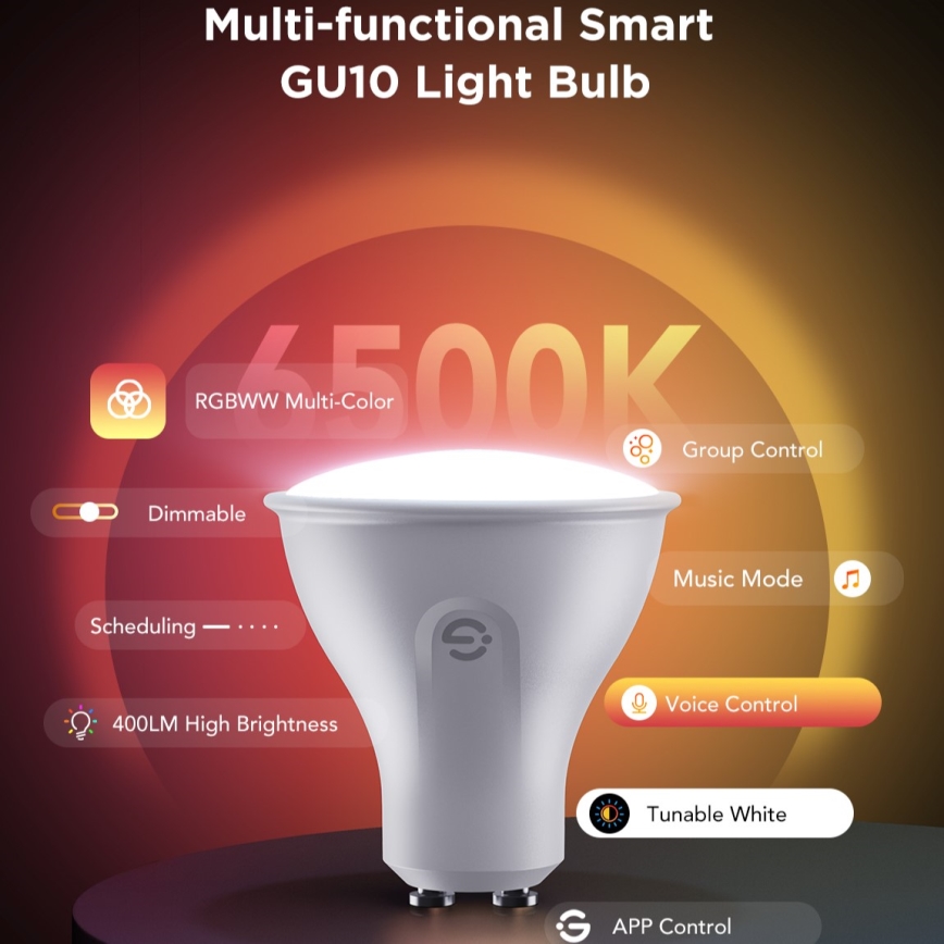 НАБОР 2x Светодиодная RGBWW-лампочка с регулированием яркости GU10/4,8W/230V 2700-6500K Wi-Fi - Govee