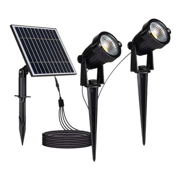 НАБОР 2x Светодиодная уличная лампа на солнечной батарее 2xLED/1,2W/3,7V IP65 3000K