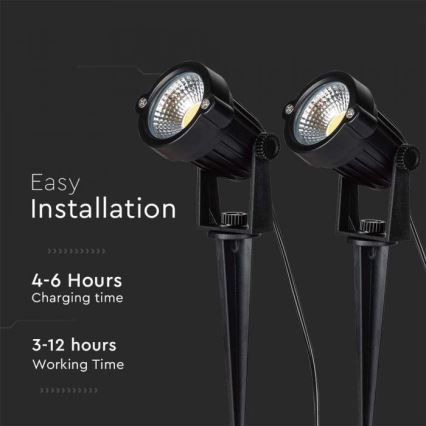 НАБОР 2x Светодиодная уличная лампа на солнечной батарее 2xLED/1,2W/3,7V IP65 3000K