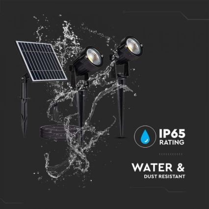 НАБОР 2x Светодиодная уличная лампа на солнечной батарее 2xLED/1,2W/3,7V IP65 3000K